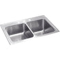 Elkay - 18 Gauge Stainless Steel 33'' x 22'' x 10.125'' Double Bowl Drop-in Kitchen Sink Kit - Lustrous Satin