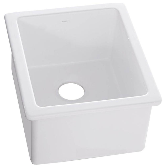 Elkay - Fireclay 15'' x 17'' x 10-1/8'' Single Bowl Undermount Bar Sink, White - White
