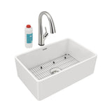 Elkay - Fireclay 29-7/8'' x 19-3/4'' x 10-1/16'', Single Bowl Farmhouse Sink Kit with Filtered Faucet, White - White