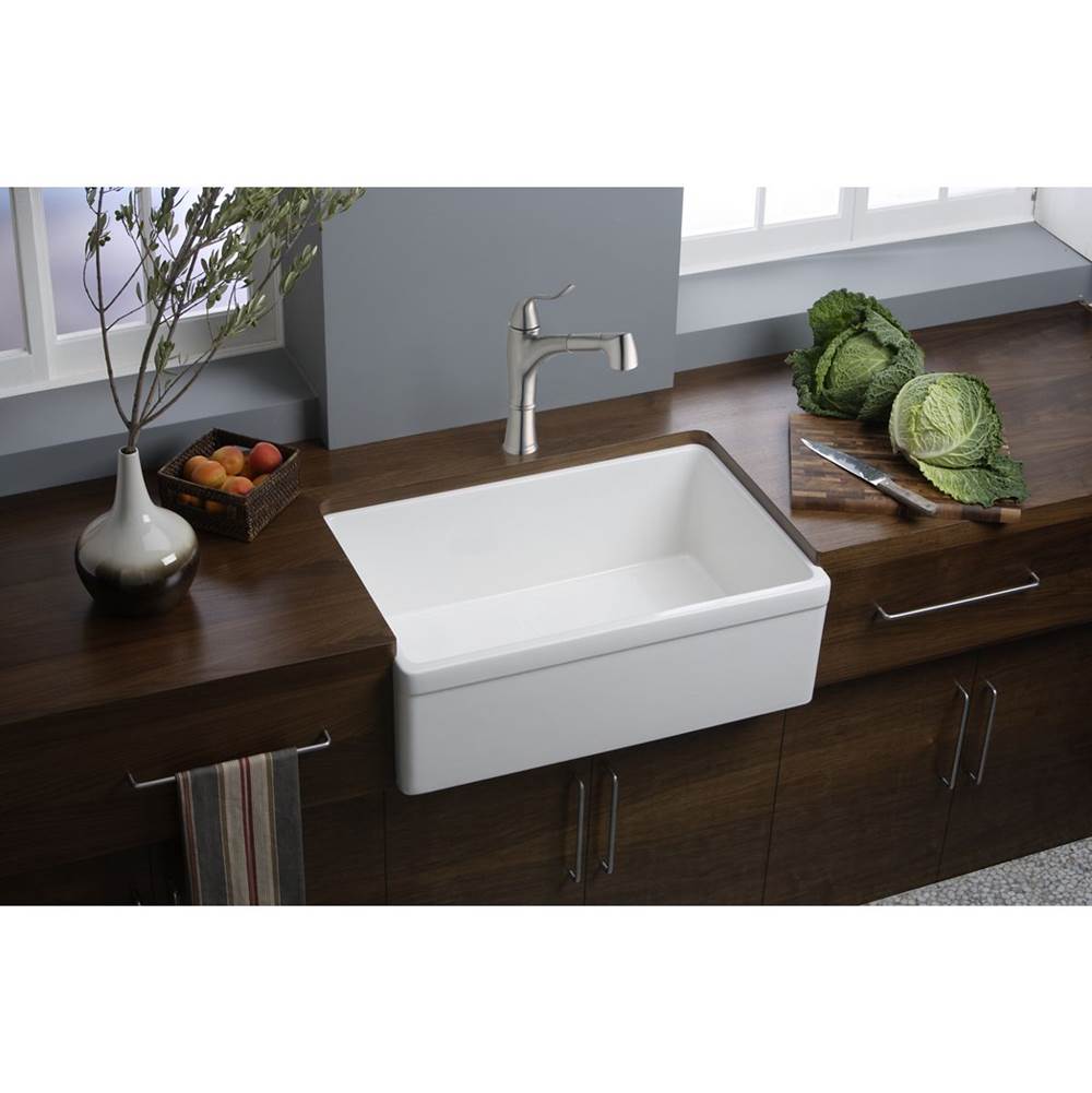 Fireclay 29-7/8'' x 19-3/4'' x 10-1/16'', Single Bowl Farmhouse Undermount Kitchen Sink, Matte Gray