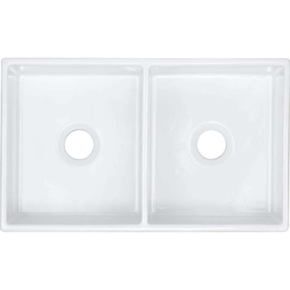 Fireclay 33'' x 20'' x 10-1/8'' Double Bowl Farmhouse Undermount Kitchen Sink, White