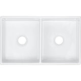 Fireclay 33'' x 20'' x 10-1/8'' Double Bowl Farmhouse Undermount Kitchen Sink, White