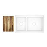 Fireclay 33'' x 20'' x 10-1/8'' Double Bowl Farmhouse Undermount Kitchen Sink, White