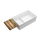 Elkay - Fireclay 33'' x 20'' x 10-1/8'' Double Bowl Farmhouse Undermount Kitchen Sink, White - White