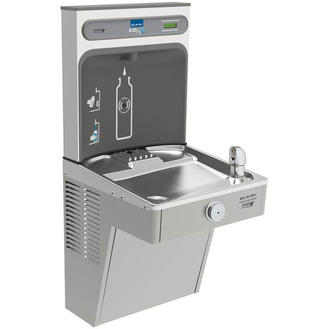 Elkay - ezH2O Bottle Filling Station, and Single High Efficiency Vandal-Resistant Cooler, Non-Filtered Refrigerated Stainless - Stainless Steel