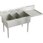 Elkay - Stainless Steel 85 ...- x 27 ...- x 14- Floor Mount Triple Compartment Scullery W/ Drainboard - Buffed Satin