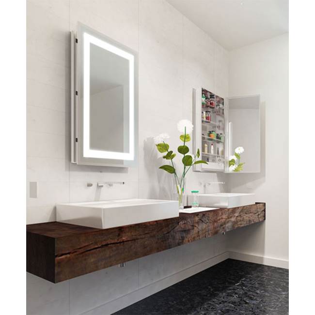 Electric Mirror - Ambiance 23.25w x 30h Lighted Mirrored Cabinet - Right hinged
