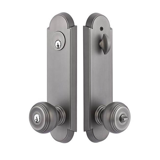 Emtek - 2-PT Lock Key in Knb/Lvr Dbl Cyl, Annapolis Plate, Hanover Lever, RH, US3NL - Unlacquered Brass
