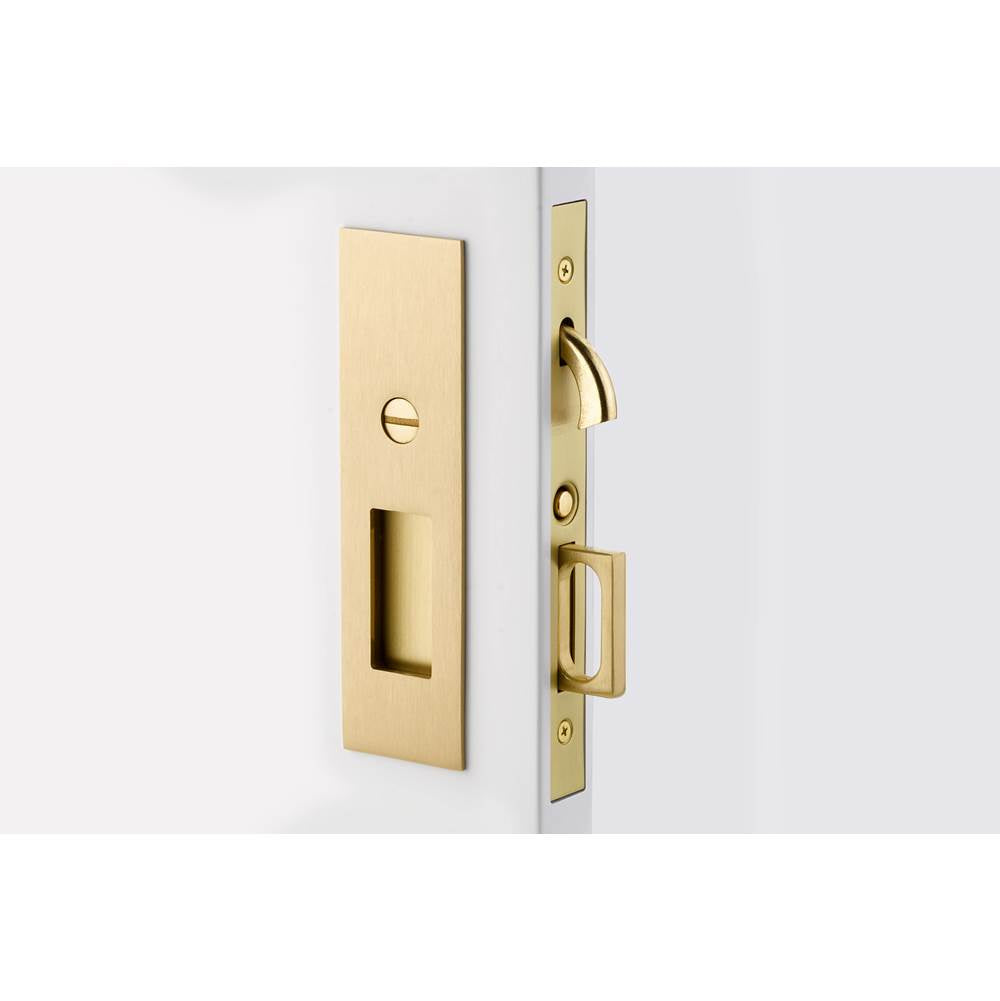 Emtek - Privacy, Narrow Modern Rectangular Pocket Door Mortise Lock, US4 - Satin Brass