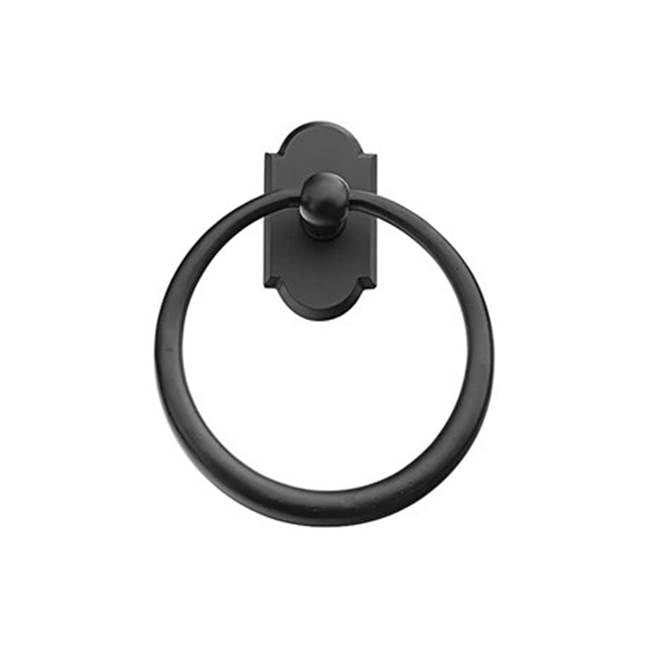 Emtek - Brz Towel Ring, Ros1, 6-1/2'', FB - Flat Black Bronze Patina