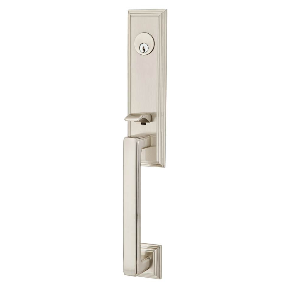 Emtek - Sgl Cyl, Wilshire Tub Ent, Arts and Crafts Lever, LH, US15 - Satin Nickel