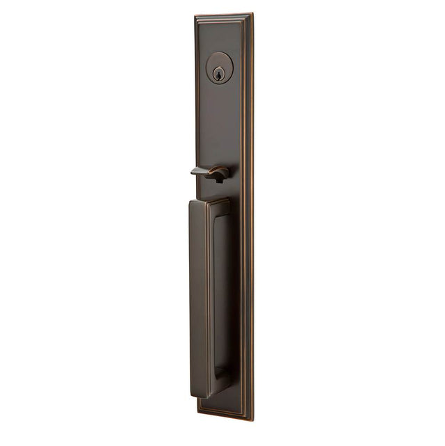 Emtek - Sgl Cyl, Melrose Tub Ent, Arts and Crafts Lever, LH, US10B - Oil Rubbed Bronze