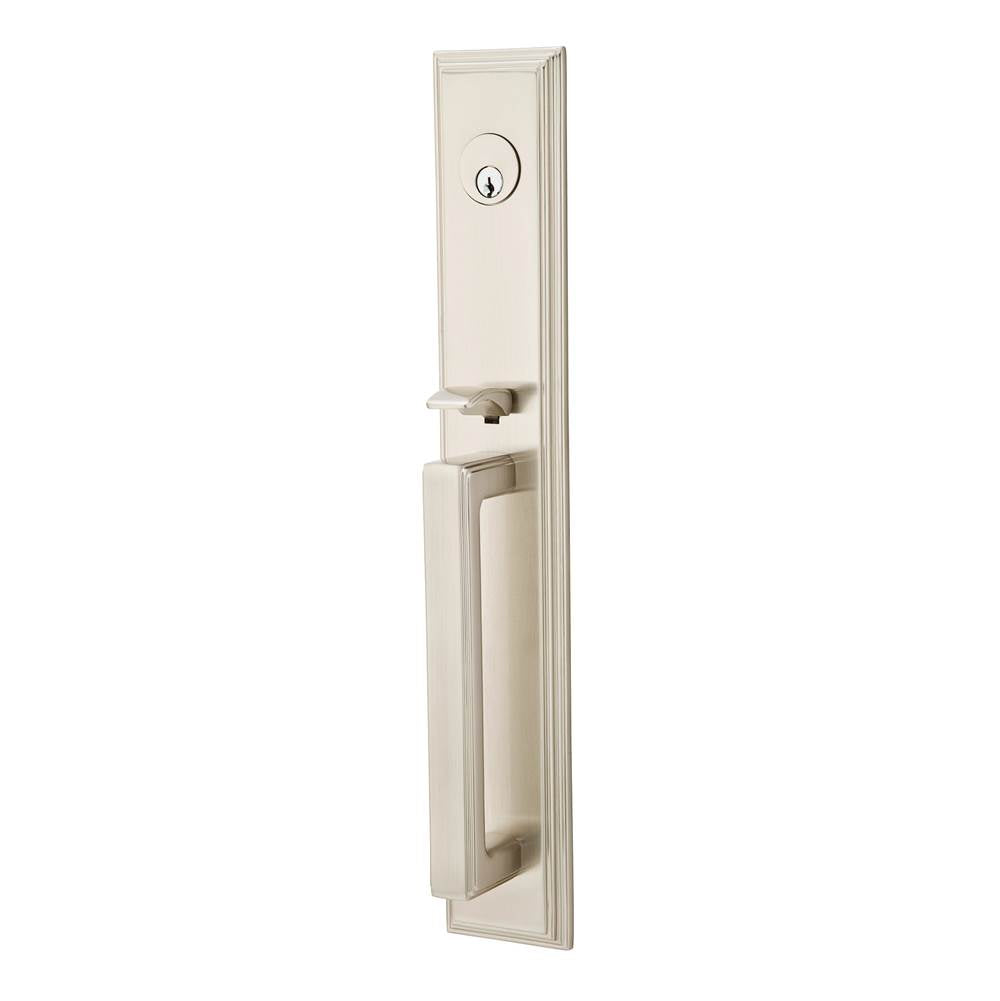 Emtek - Sgl Cyl, Melrose Tub Ent, Arts and Crafts Lever, LH, US15 - Satin Nickel