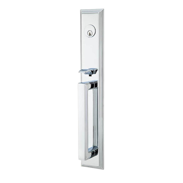 Emtek - Sgl Cyl, Melrose Tub Ent, Argos Lever, LH, US26 - Polished Chrome