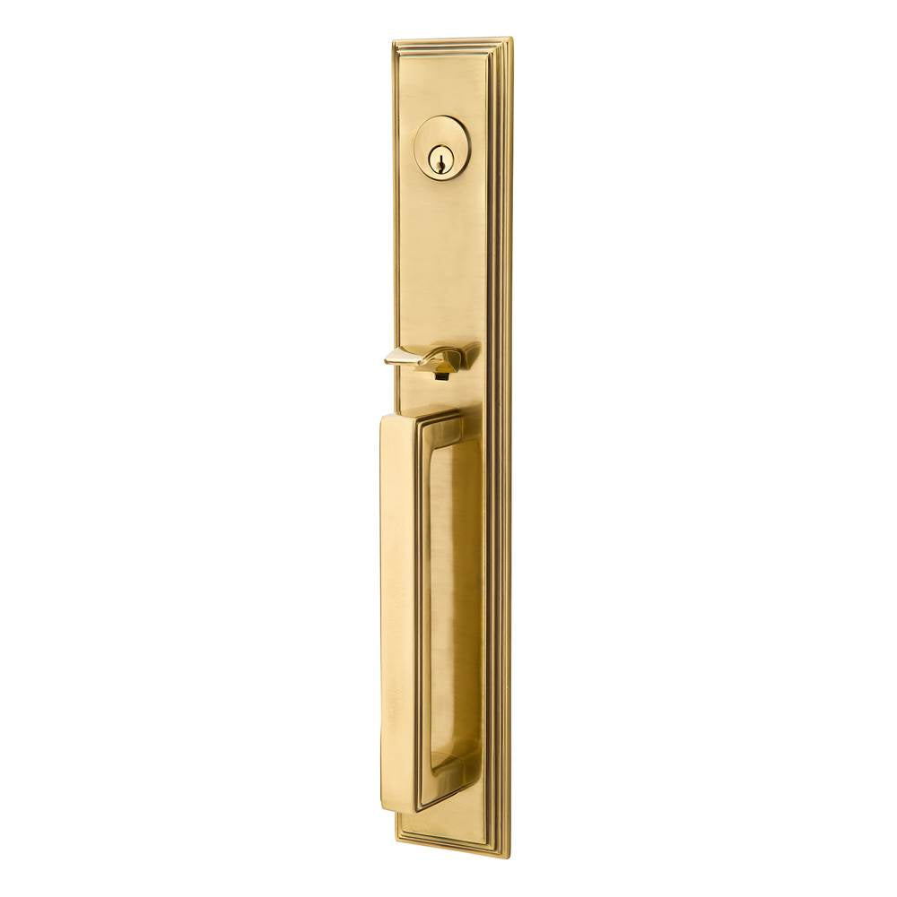 Emtek - Sgl Cyl, Melrose Tub Ent, Astoria Clear Knob, US7 - French Antique
