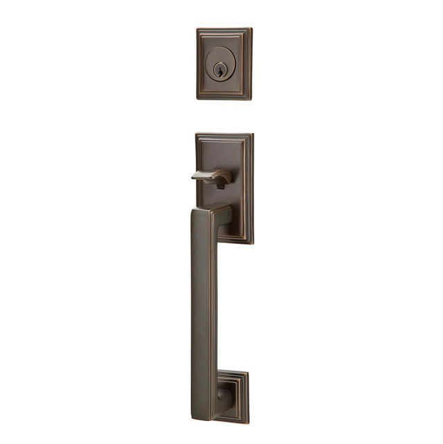 Emtek - Sgl Cyl, Hamden Tub Ent, Arts and Crafts Lever, RH, US10B - Oil Rubbed Bronze