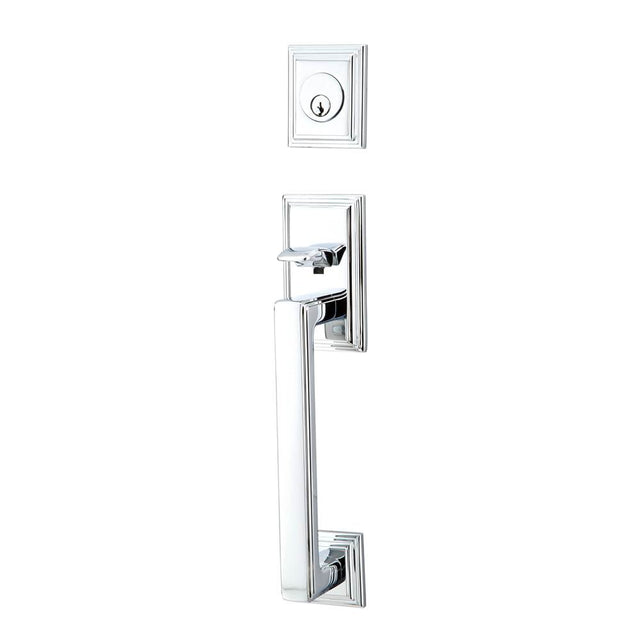 Emtek - Sgl Cyl, Hamden Tub Ent, Argos Lever, LH, US26 - Polished Chrome