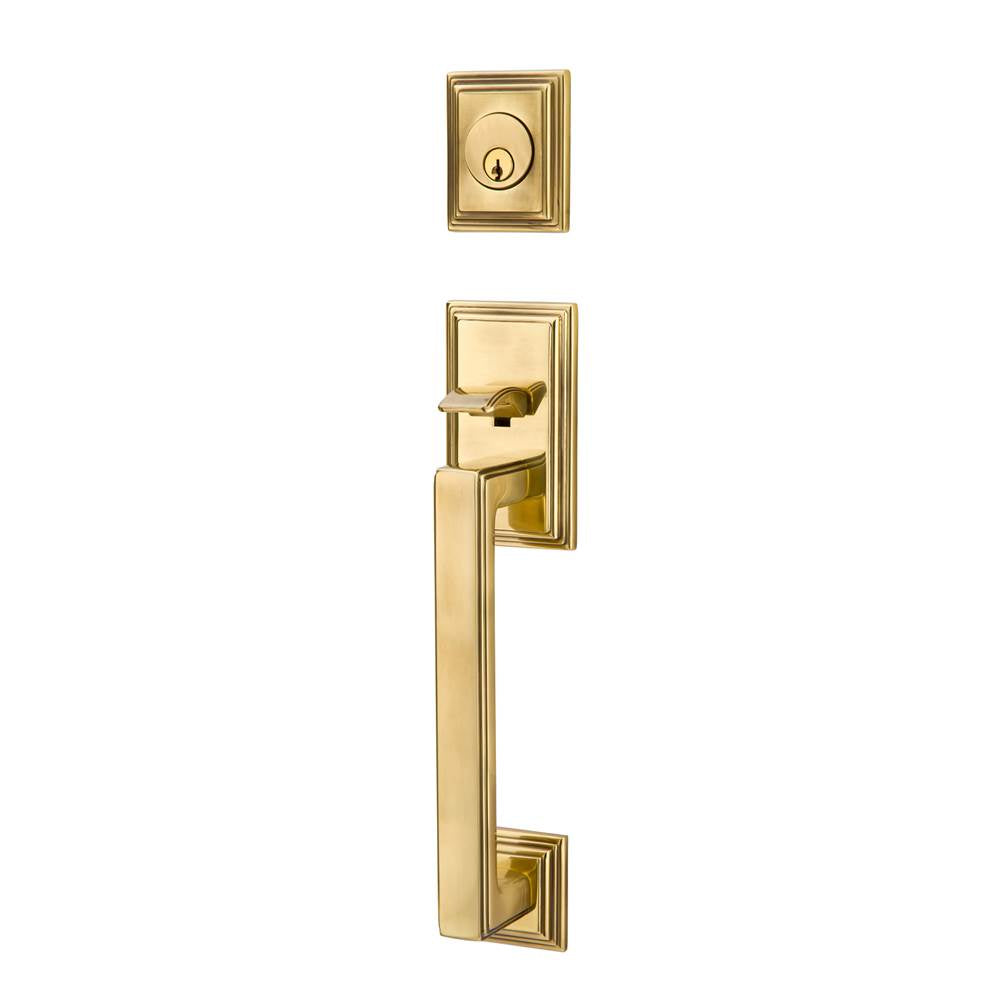 Emtek - Sgl Cyl, Hamden Tub Ent, Astoria Clear Knob, US7 - French Antique