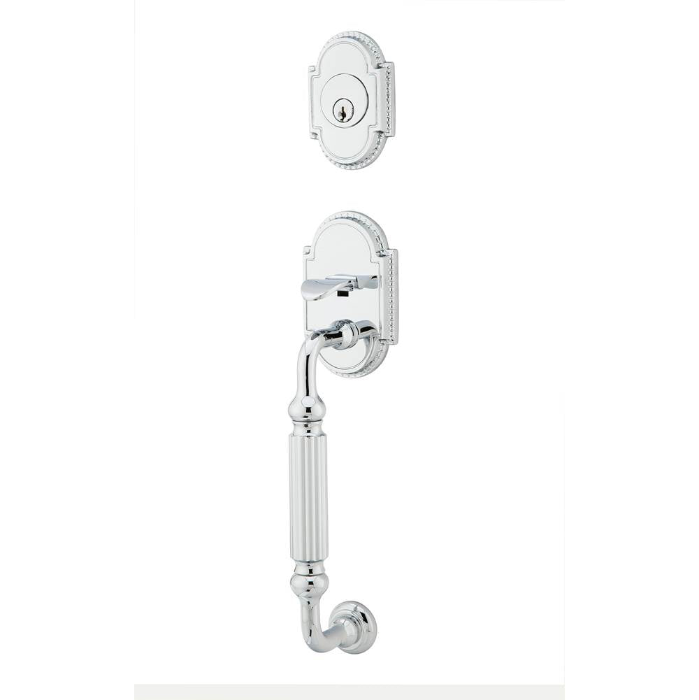 Emtek - Sgl Cyl, Knoxville Tub Ent, Argos Lever, LH, US26 - Polished Chrome