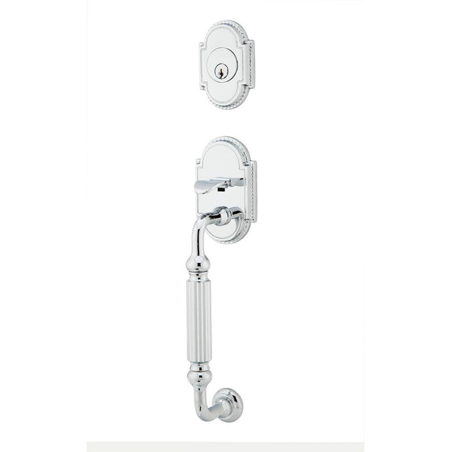 Emtek - Sgl Cyl, Knoxville Tub Ent, Argos Lever, LH, US26 - Polished Chrome