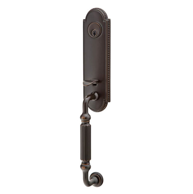 Emtek - Sgl Cyl, Orleans Tub Ent, Arts and Crafts Lever, RH, US10B - Oil Rubbed Bronze