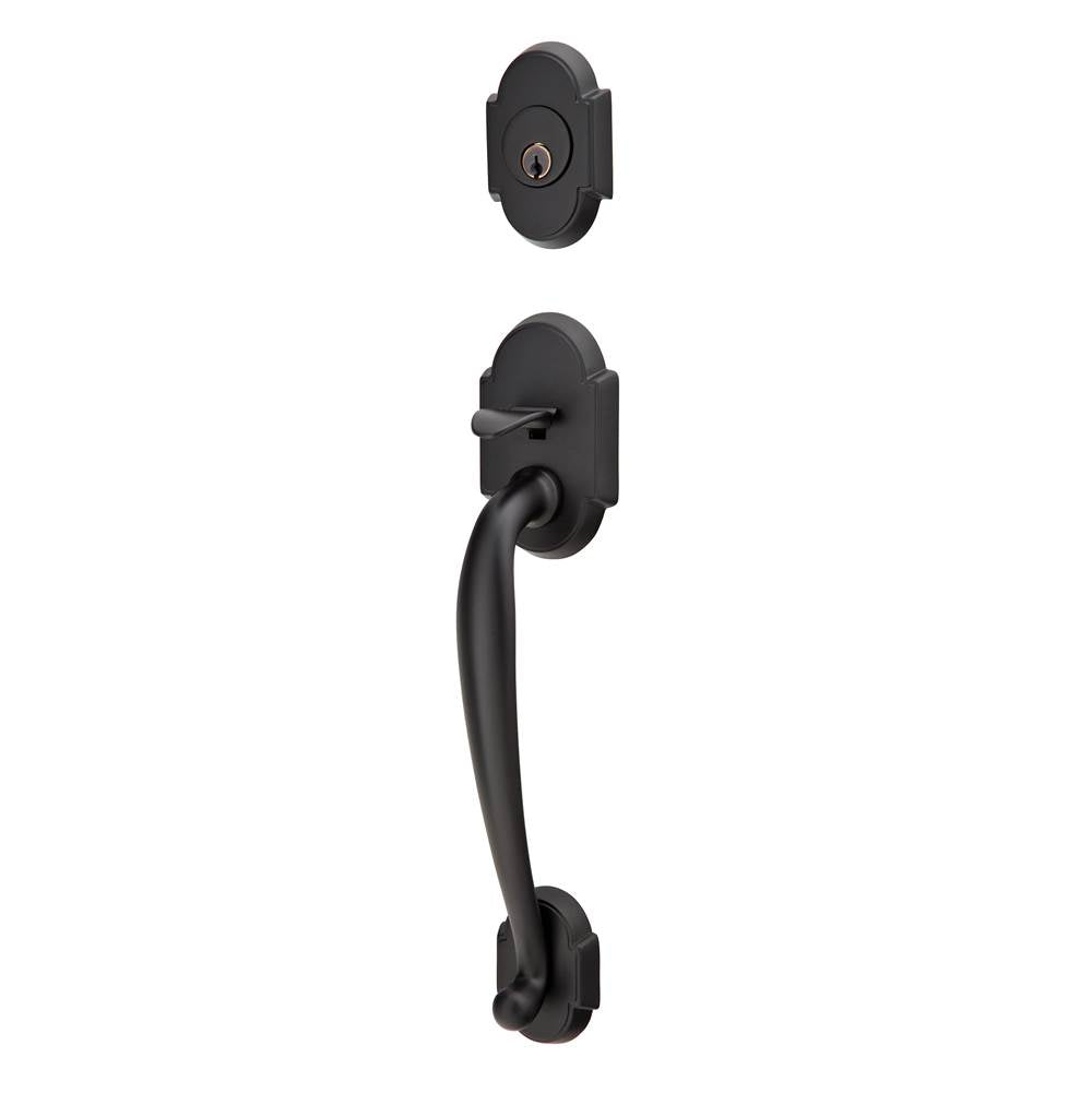 Emtek - Sgl Cyl, Nashville Tub Ent, Arts and Crafts Lever, LH, US19 - Flat Black