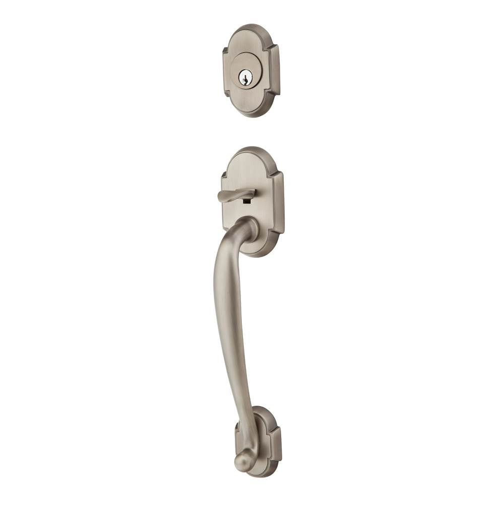 Emtek - Sgl Cyl, Nashville Tub Ent, Cortina Lever, RH, US15A - Pewter