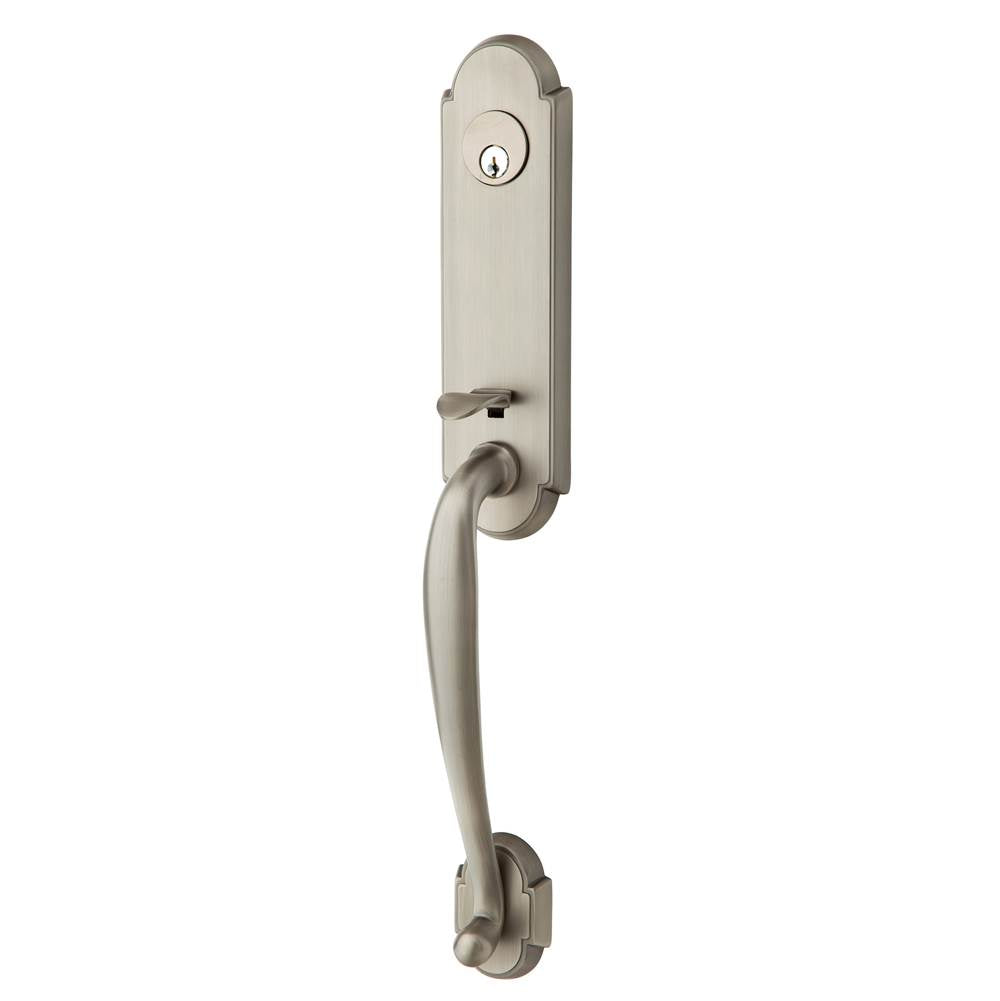 Emtek - Sgl Cyl, Richmond Tub Ent, Astoria Clear Knob, US15A - Pewter