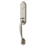 Emtek - Sgl Cyl, Richmond Tub Ent, Astoria Clear Knob, US15A - Pewter