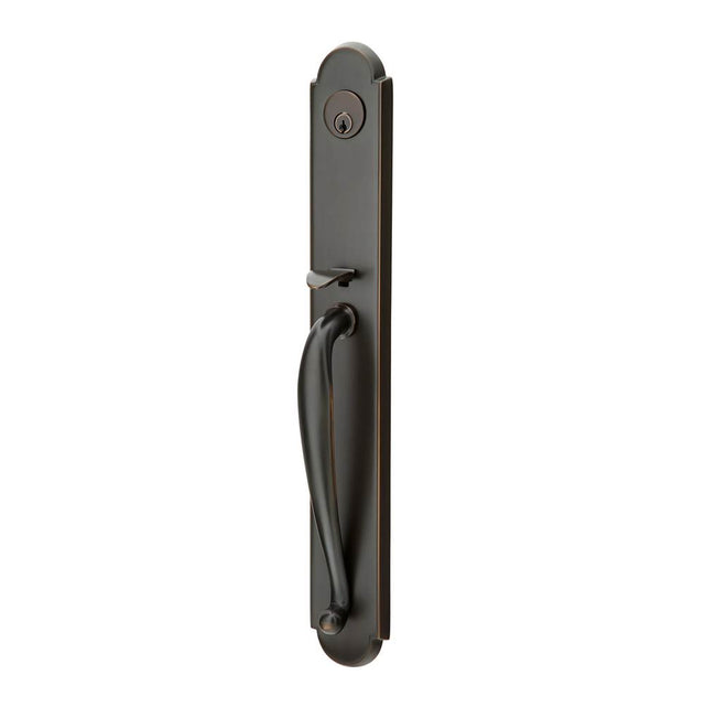 Emtek - Sgl Cyl, Wilmington Tub Ent, Arts and Crafts Lever, LH, US10B - Oil Rubbed Bronze