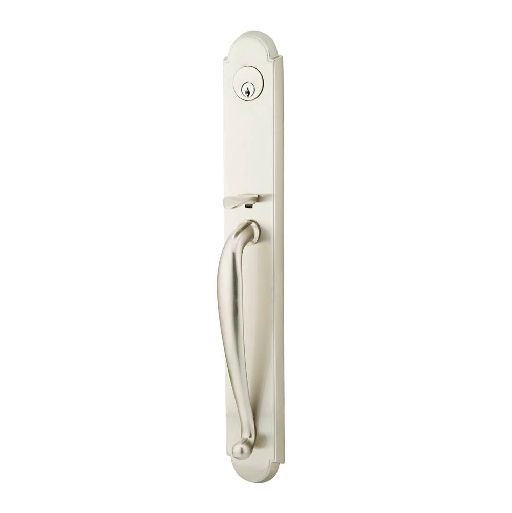 Emtek - Sgl Cyl, Wilmington Tub Ent, Arts and Crafts Lever, LH, US15 - Satin Nickel