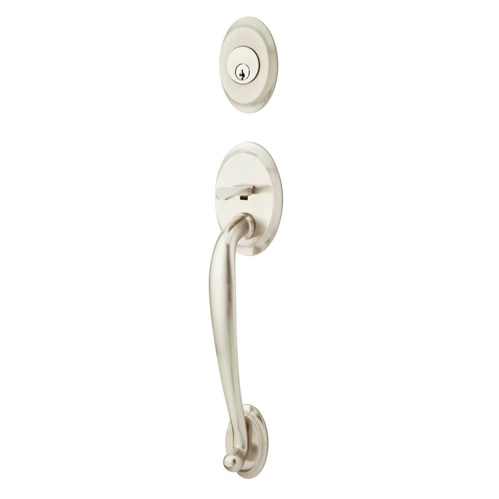 Emtek - Sgl Cyl, Saratoga Tub Ent, Aston Lever, LH, US15 - Satin Nickel