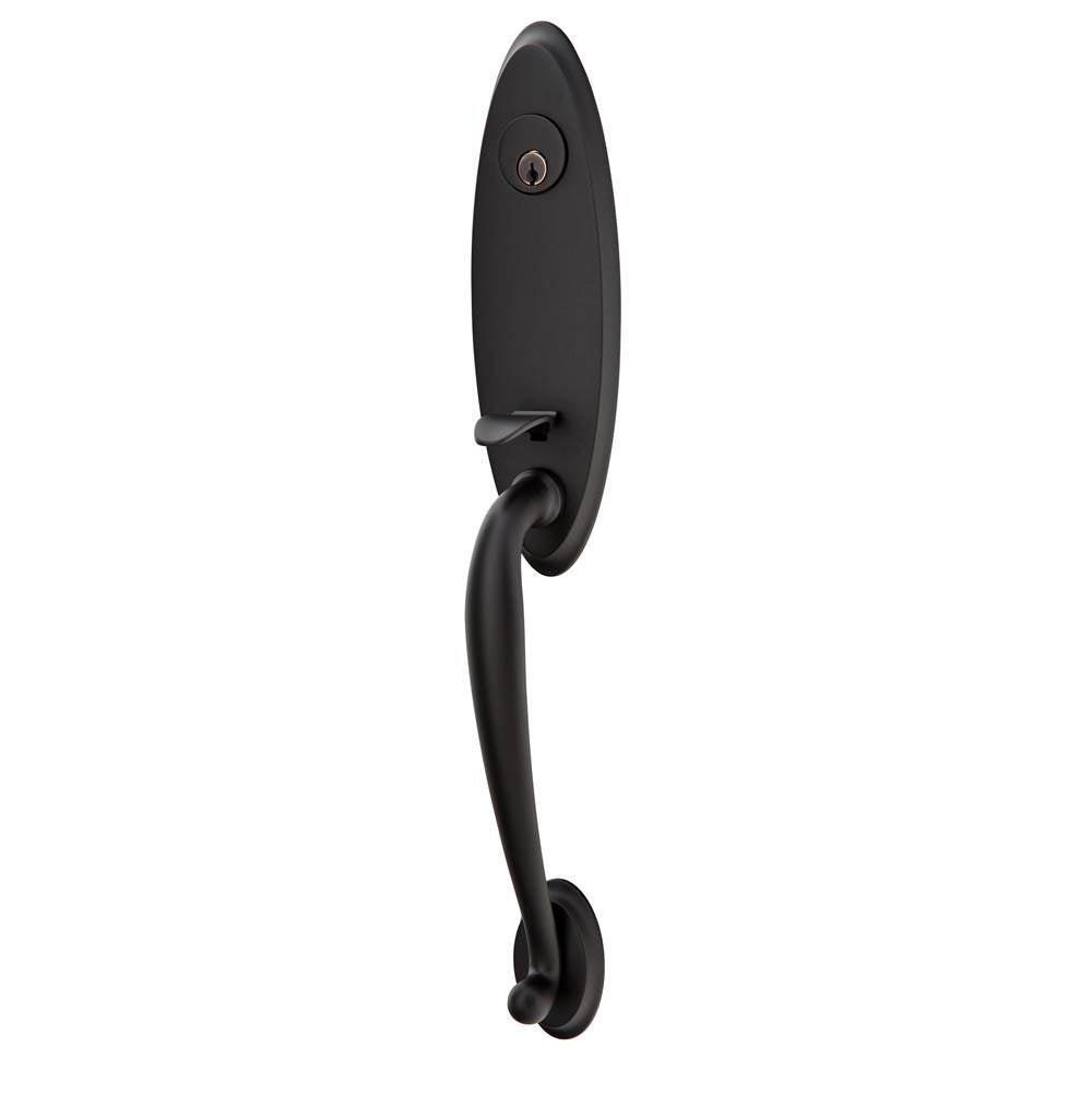 Emtek - Sgl Cyl, Marietta Tub Ent, Arts and Crafts Lever, LH, US19 - Flat Black