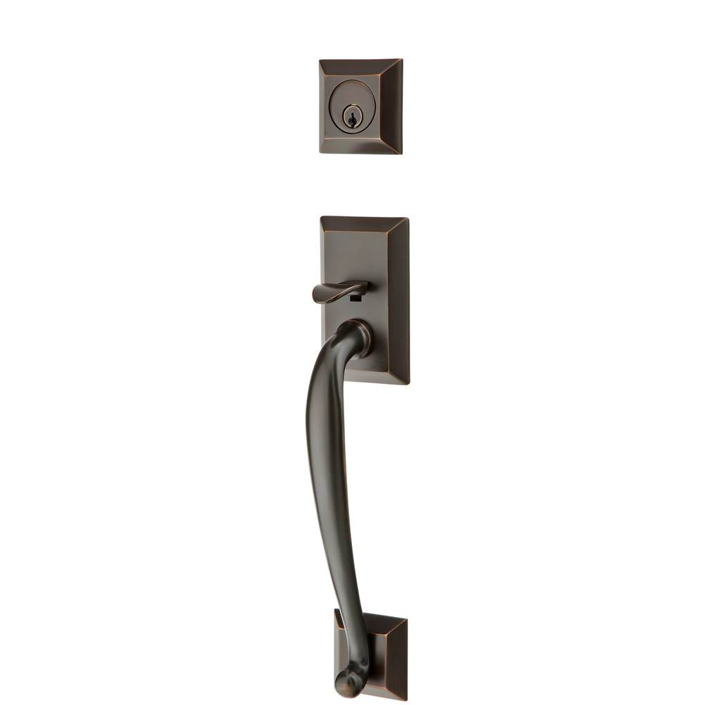 Emtek - Sgl Cyl, Franklin Tub Ent, Arts and Crafts Lever, LH, US10B - Oil Rubbed Bronze