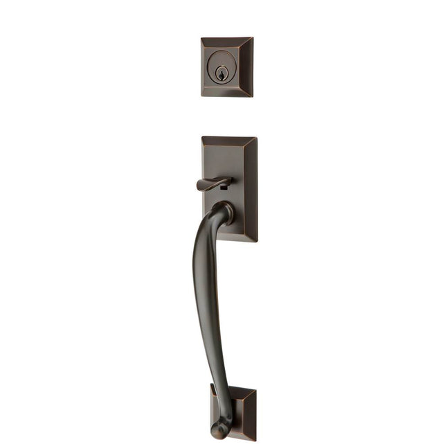 Emtek - Sgl Cyl, Franklin Tub Ent, Arts and Crafts Lever, LH, US10B - Oil Rubbed Bronze