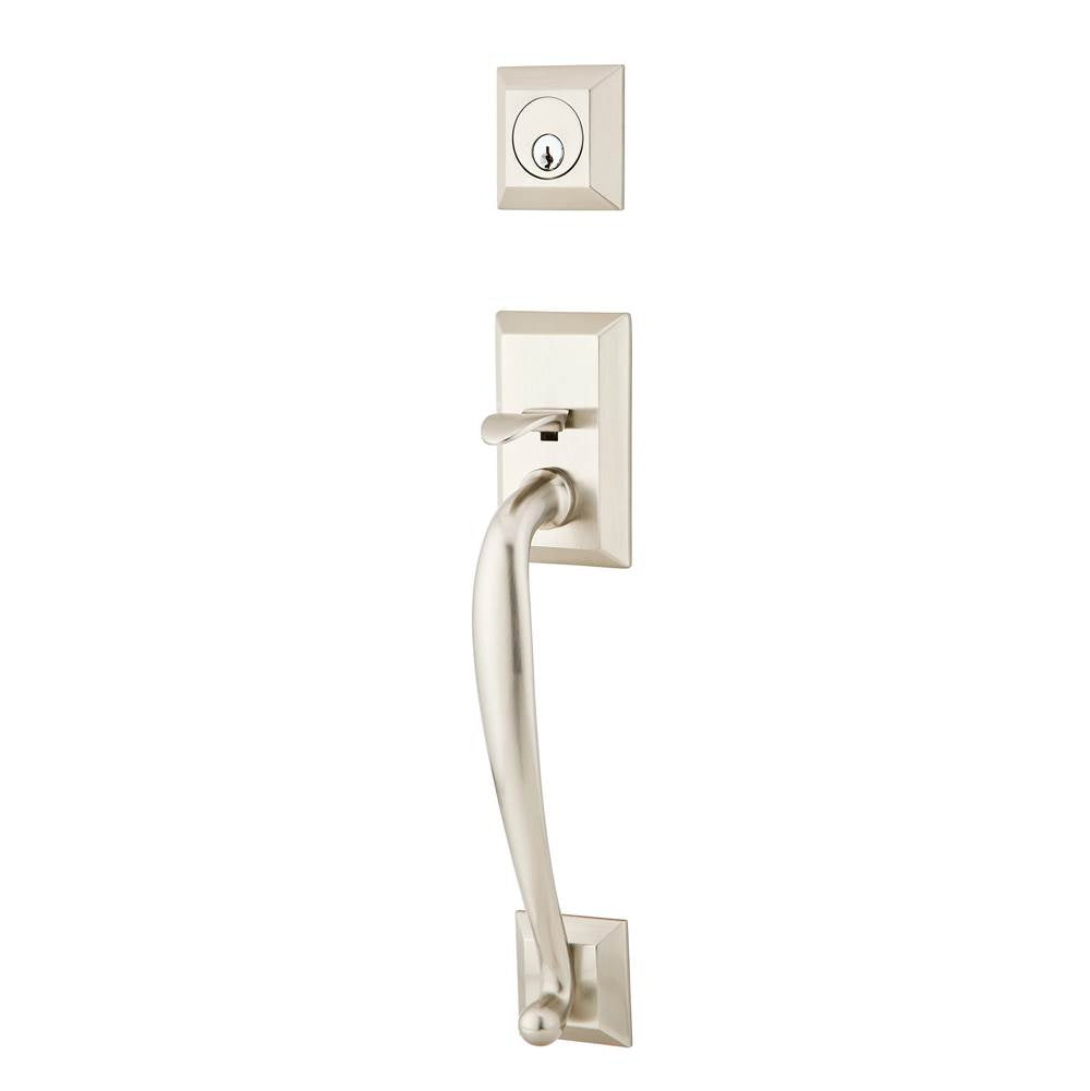 Emtek - Sgl Cyl, Franklin Tub Ent, Arts and Crafts Lever, LH, US15 - Satin Nickel