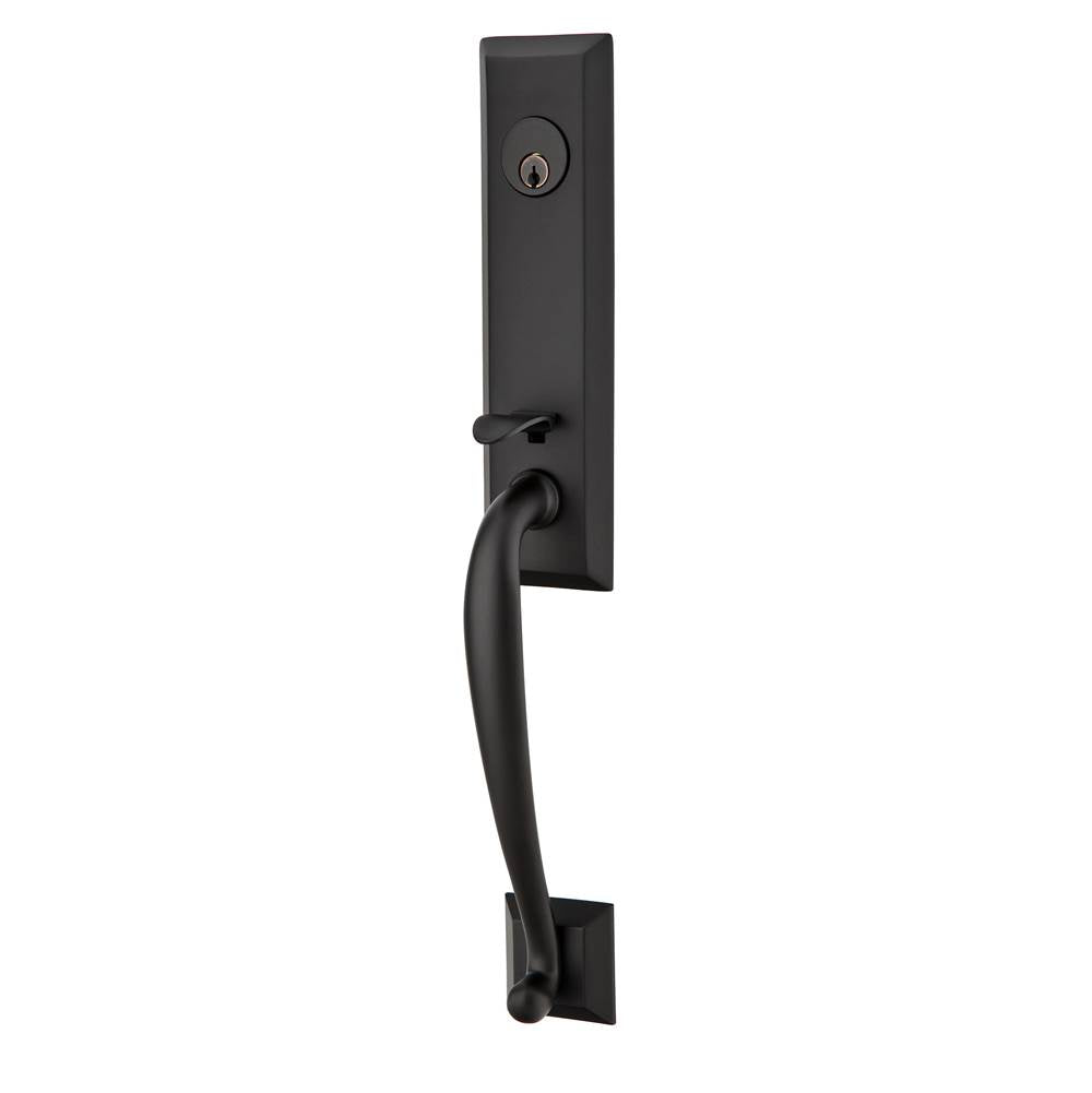 Emtek - Sgl Cyl, Adams Tub Ent, Melon Knob, US19 - Flat Black