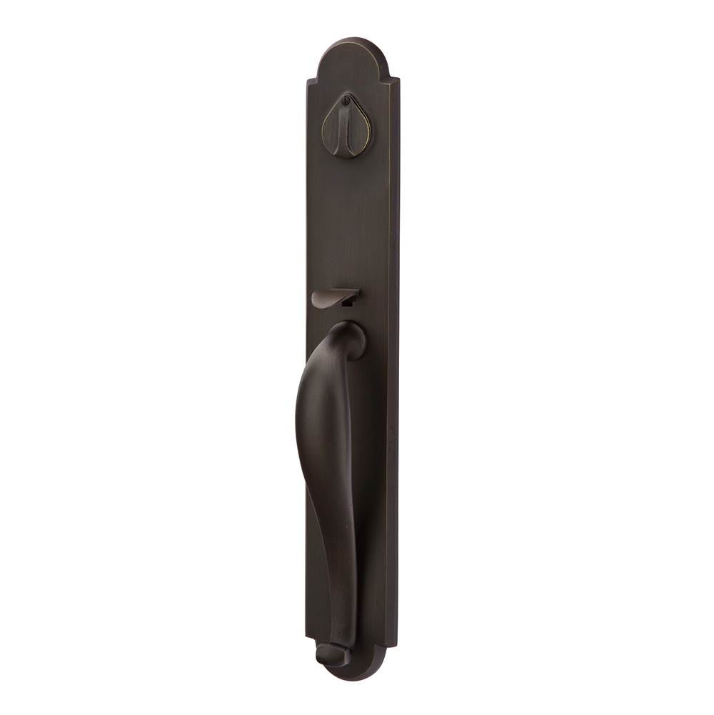 Emtek - Sgl Cyl, Greeley Tub Ent, Aurora Lever, LH, MB - Medium Bronze Patina