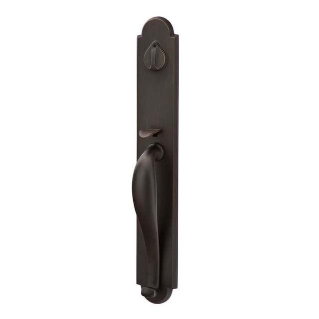 Emtek - Sgl Cyl, Greeley Tub Ent, Aurora Lever, LH, MB - Medium Bronze Patina