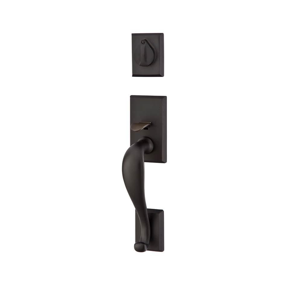 Emtek - Sgl Cyl, Rectangular Sectional Tub Ent, Aurora Lever, LH, FB - Flat Black Bronze Patina