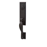 Emtek - Sgl Cyl, Rectangular Monolithic Tub Ent, Aurora Lever, LH, FB - Flat Black Bronze Patina