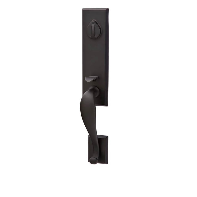 Emtek - Sgl Cyl, Rectangular Monolithic Tub Ent, Aurora Lever, LH, FB - Flat Black Bronze Patina