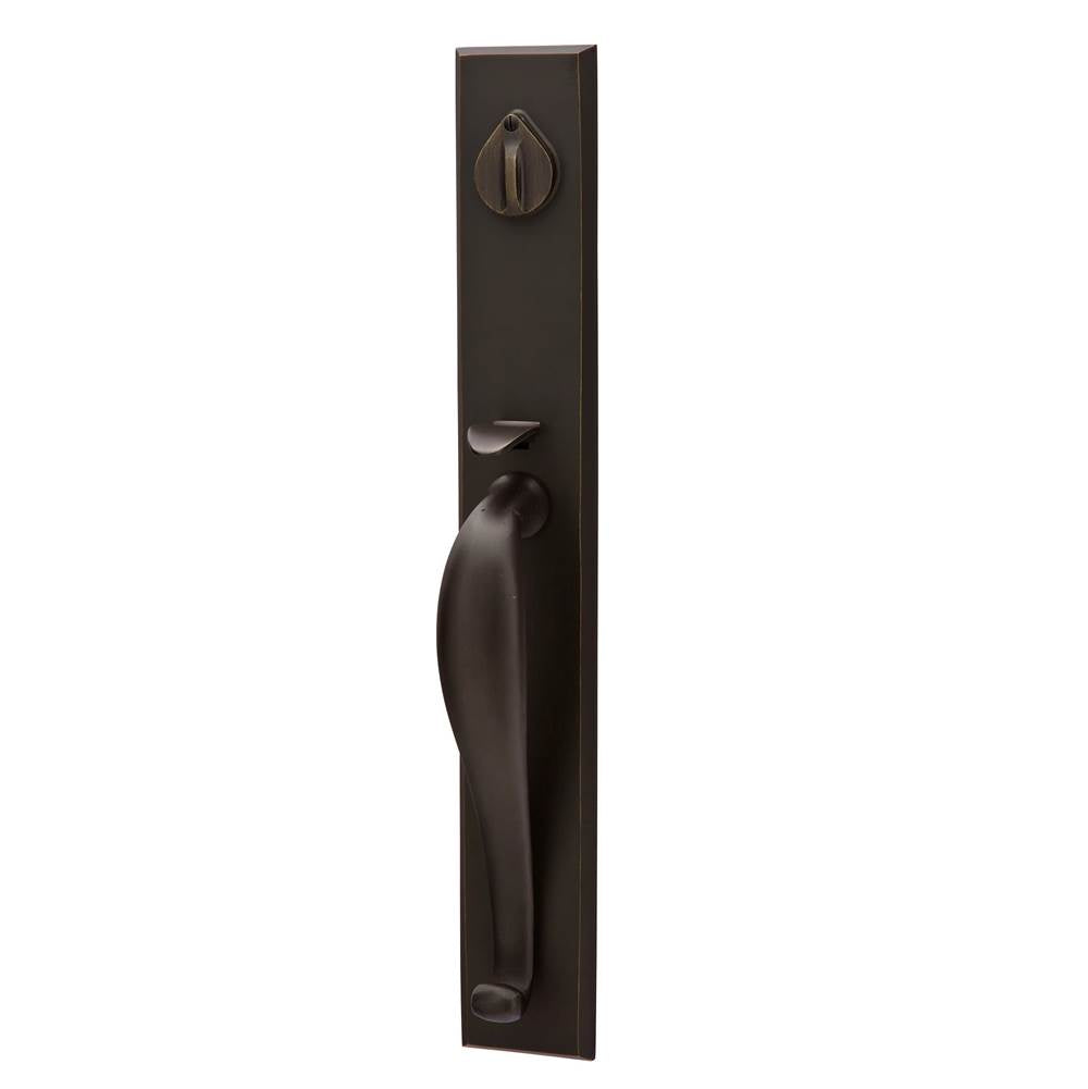 Emtek - Sgl Cyl, Rectangular Full Length Tub Ent, Aurora Lever, LH, MB - Medium Bronze Patina