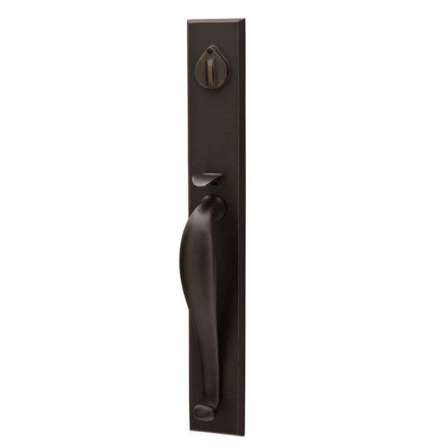 Emtek - Sgl Cyl, Rectangular Full Length Tub Ent, Aurora Lever, LH, MB - Medium Bronze Patina