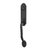 Emtek - Sgl Cyl, Monolithic with San Carlos Grip Tub Ent, Lafayette Lever, LH, FBS - Flat Black Steel