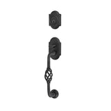Emtek - Sgl Cyl, Sectional with Lafayette Grip Tub Ent, Jamestown Knob, FBS - Flat Black Steel
