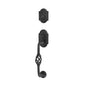Emtek - Sgl Cyl, Sectional with Lafayette Grip Tub Ent, Jamestown Knob, FBS - Flat Black Steel