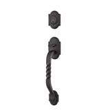 Emtek - Sgl Cyl, Sectional with San Carlos Grip Tub Ent, Lafayette Lever, LH, FBS - Flat Black Steel