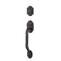 Emtek - Sgl Cyl, Sectional with San Carlos Grip Tub Ent, Lafayette Lever, LH, FBS - Flat Black Steel