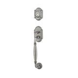 Emtek - Sgl Cyl, Sectional with Normandy Grip Tub Ent, Jamestown Knob, SWS - Satin Steel